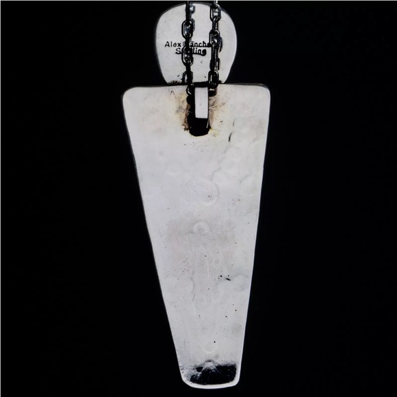 One of a kind silver and turquoise pendant with silver chain. - Picture 1 of 7